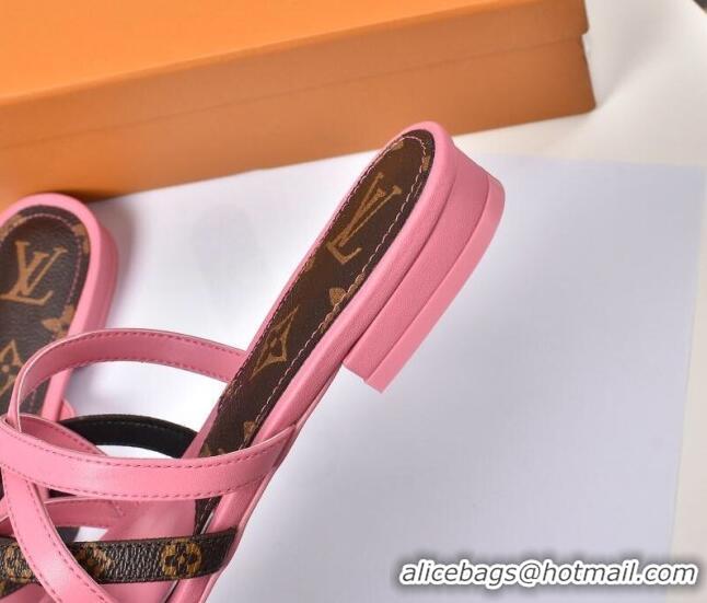 Good Quality Louis Vuitton Revival Strap Flat Slide Sandals 330104 Pink 2021