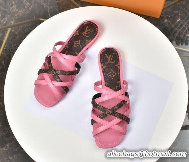 Good Quality Louis Vuitton Revival Strap Flat Slide Sandals 330104 Pink 2021