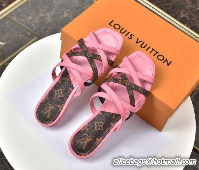 Good Quality Louis Vuitton Revival Strap Flat Slide Sandals 330104 Pink 2021