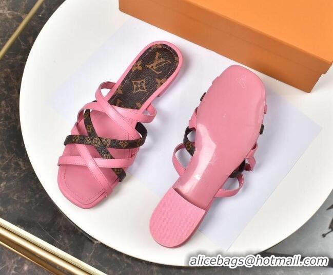 Good Quality Louis Vuitton Revival Strap Flat Slide Sandals 330104 Pink 2021