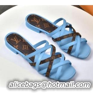 Grade Design Louis Vuitton Revival Strap Flat Slide Sandals 330104 Blue 2021