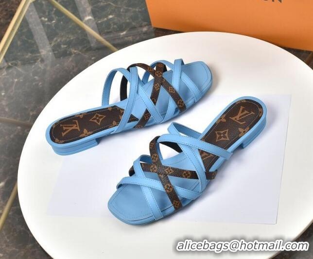 Grade Design Louis Vuitton Revival Strap Flat Slide Sandals 330104 Blue 2021