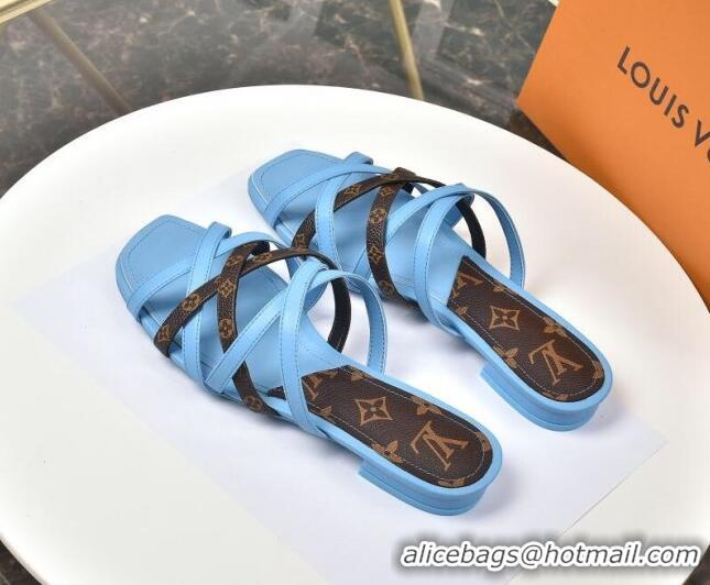 Grade Design Louis Vuitton Revival Strap Flat Slide Sandals 330104 Blue 2021