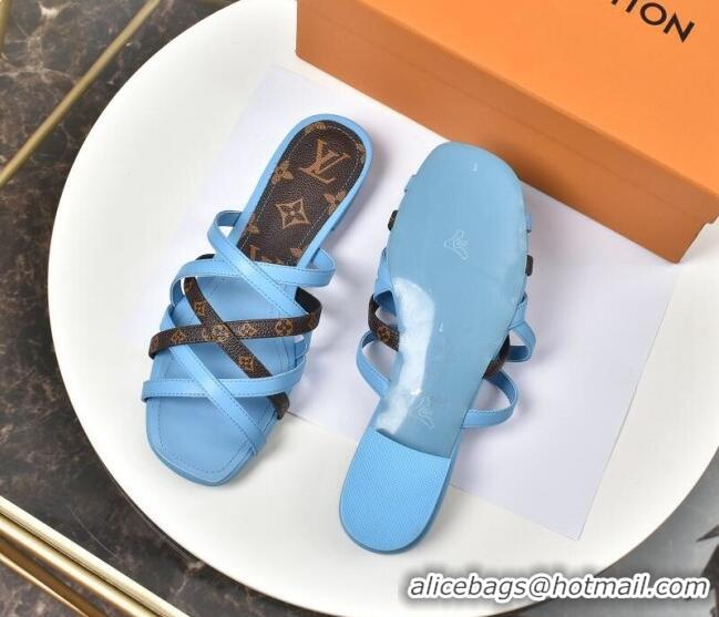 Grade Design Louis Vuitton Revival Strap Flat Slide Sandals 330104 Blue 2021