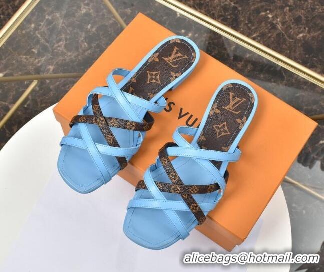 Grade Design Louis Vuitton Revival Strap Flat Slide Sandals 330104 Blue 2021