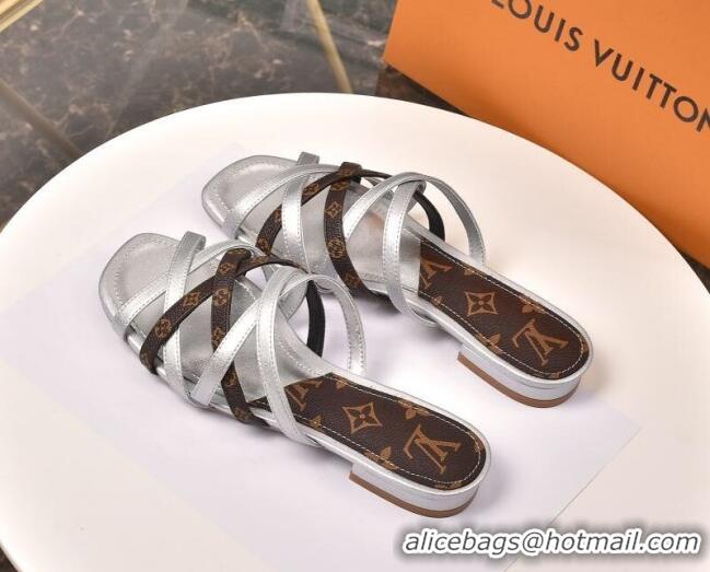 Affordable Price Louis Vuitton Revival Strap Flat Slide Sandals 330104 Silver 2021