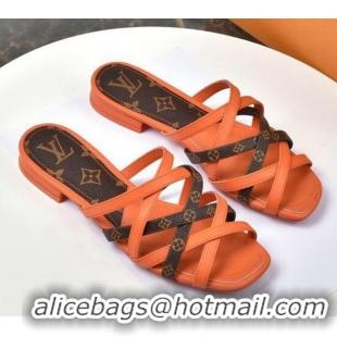 Cheap Price Louis Vuitton Revival Strap Flat Slide Sandals 330104 Orange 2021