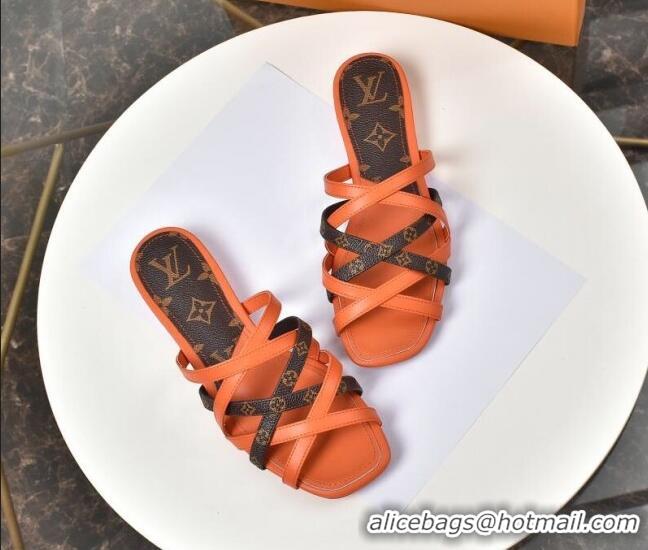 Cheap Price Louis Vuitton Revival Strap Flat Slide Sandals 330104 Orange 2021