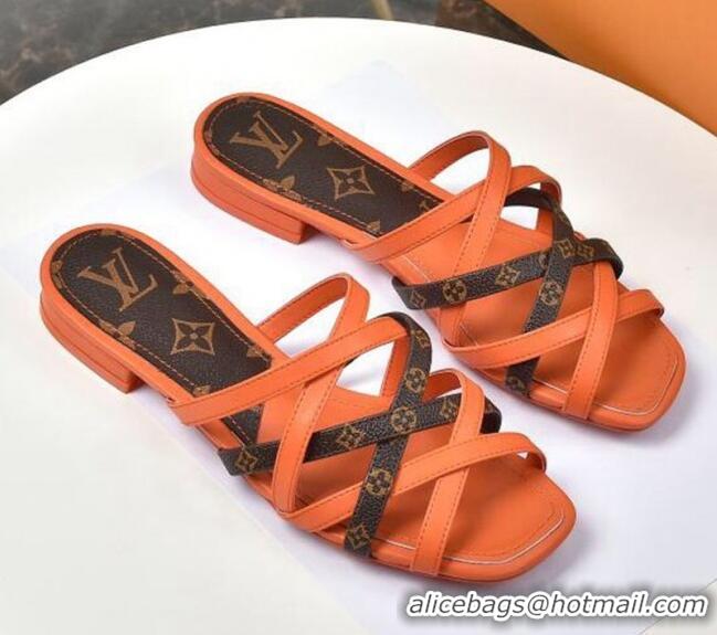 Cheap Price Louis Vuitton Revival Strap Flat Slide Sandals 330104 Orange 2021