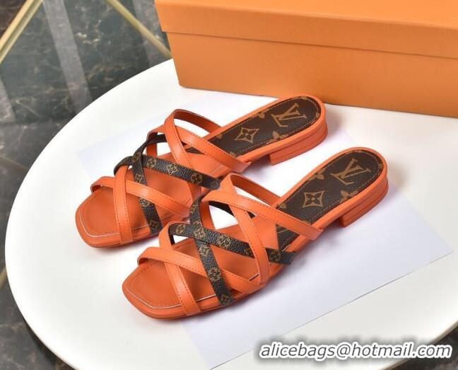 Cheap Price Louis Vuitton Revival Strap Flat Slide Sandals 330104 Orange 2021