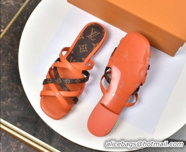 Cheap Price Louis Vuitton Revival Strap Flat Slide Sandals 330104 Orange 2021