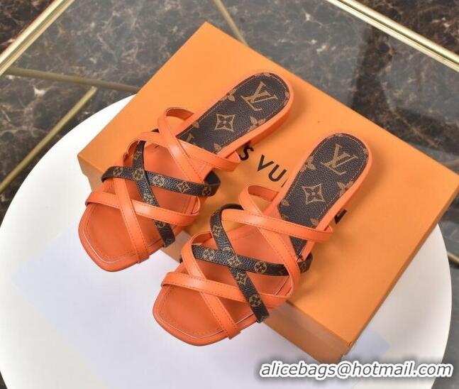 Cheap Price Louis Vuitton Revival Strap Flat Slide Sandals 330104 Orange 2021