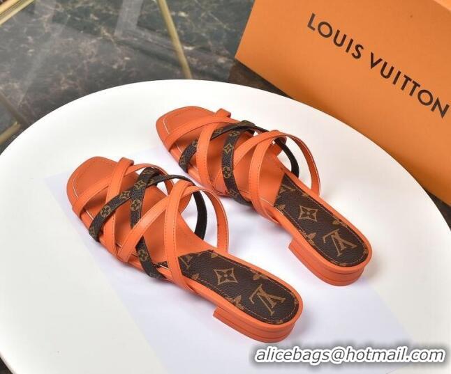 Cheap Price Louis Vuitton Revival Strap Flat Slide Sandals 330104 Orange 2021