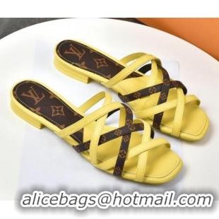 Best Price Louis Vuitton Revival Strap Flat Slide Sandals 330104 Yellow 2021