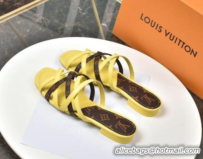 Best Price Louis Vuitton Revival Strap Flat Slide Sandals 330104 Yellow 2021