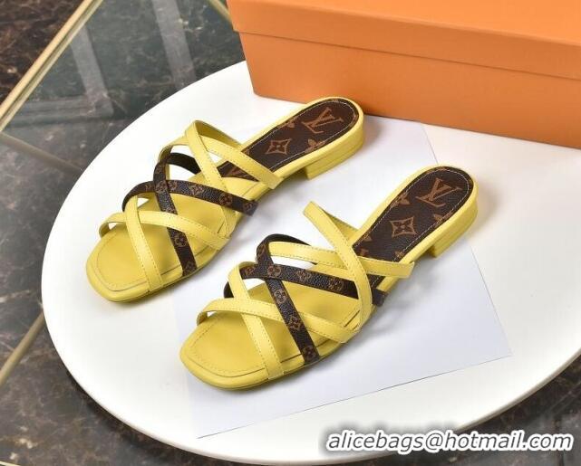 Best Price Louis Vuitton Revival Strap Flat Slide Sandals 330104 Yellow 2021