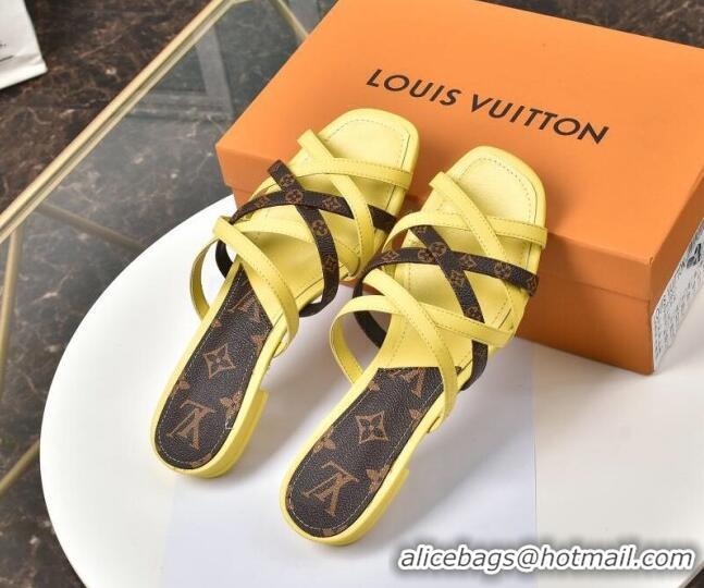 Best Price Louis Vuitton Revival Strap Flat Slide Sandals 330104 Yellow 2021