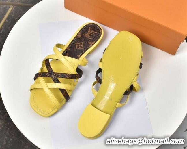 Best Price Louis Vuitton Revival Strap Flat Slide Sandals 330104 Yellow 2021