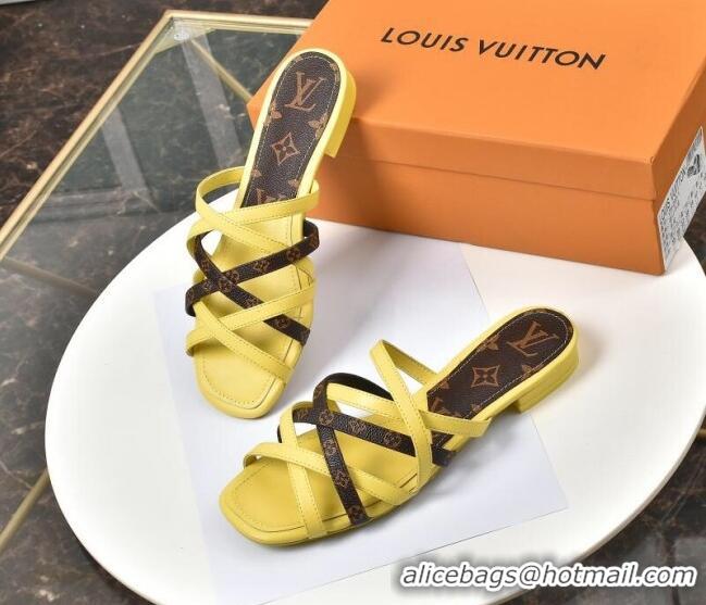 Best Price Louis Vuitton Revival Strap Flat Slide Sandals 330104 Yellow 2021