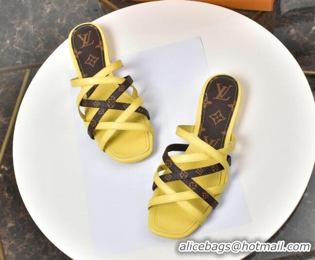 Best Price Louis Vuitton Revival Strap Flat Slide Sandals 330104 Yellow 2021