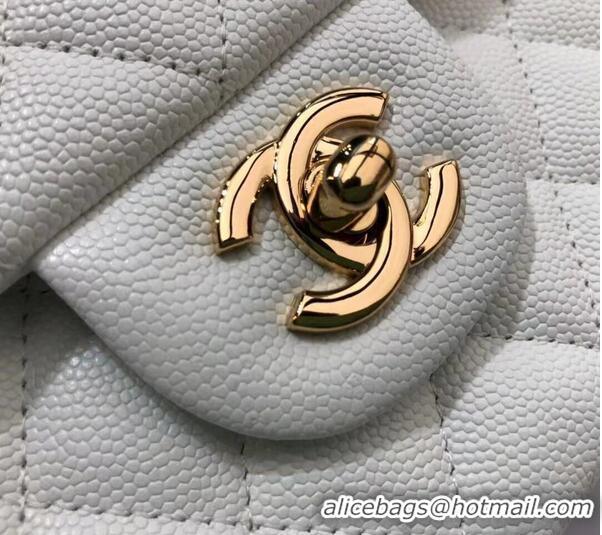 AAAAA Chanel Double Flaps Bags Original White Caviar Leather A36097 Gold