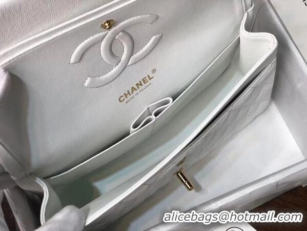 AAAAA Chanel Double Flaps Bags Original White Caviar Leather A36097 Gold