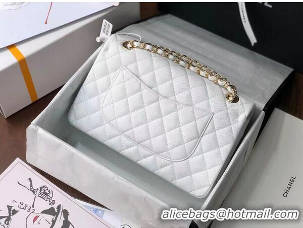 AAAAA Chanel Double Flaps Bags Original White Caviar Leather A36097 Gold