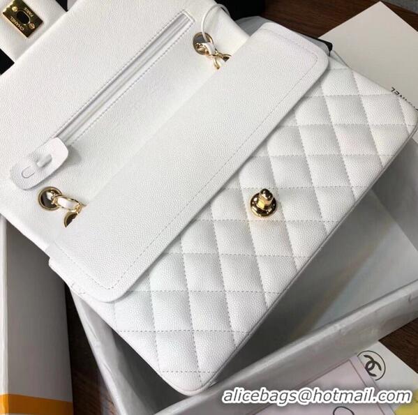 AAAAA Chanel Double Flaps Bags Original White Caviar Leather A36097 Gold