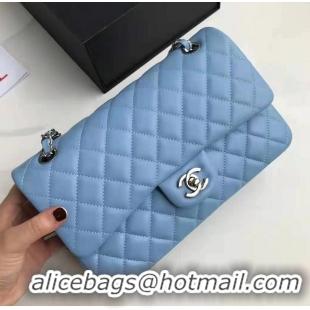 Discount Chanel Classic Flap Bag Lambskin Leather A01112  Light Blue Silver