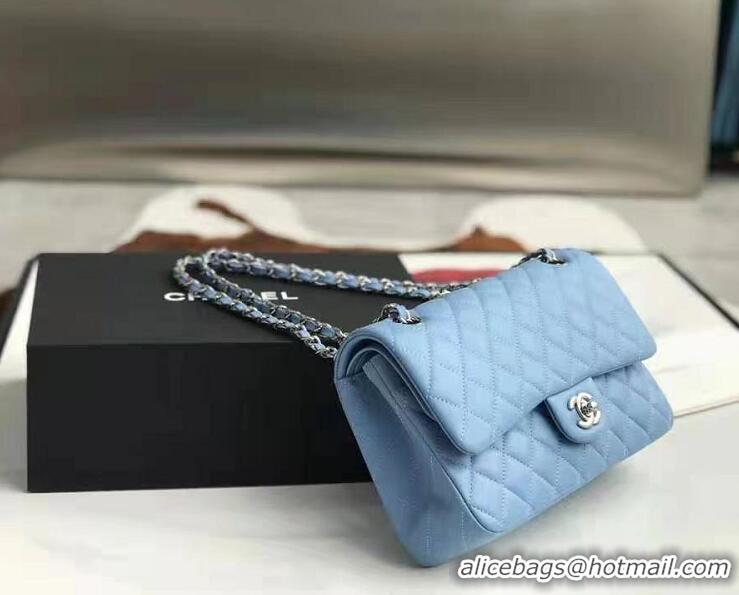 Discount Chanel Classic Flap Bag Lambskin Leather A01112  Light Blue Silver