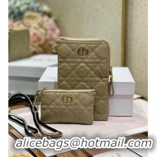 Market Sells DIOR CARO MULTIFUNCTIONAL POUCH Beige Supple Cannage Calfskin S5036UW