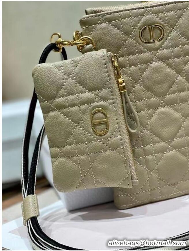 Market Sells DIOR CARO MULTIFUNCTIONAL POUCH Beige Supple Cannage Calfskin S5036UW