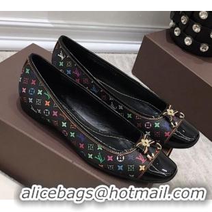 Most Popular Louis Vuitton Colored Monogram Canvas Loafers with Bow 033186 Black 2021