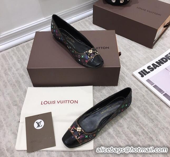 Most Popular Louis Vuitton Colored Monogram Canvas Loafers with Bow 033186 Black 2021