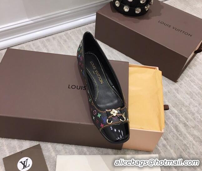 Most Popular Louis Vuitton Colored Monogram Canvas Loafers with Bow 033186 Black 2021