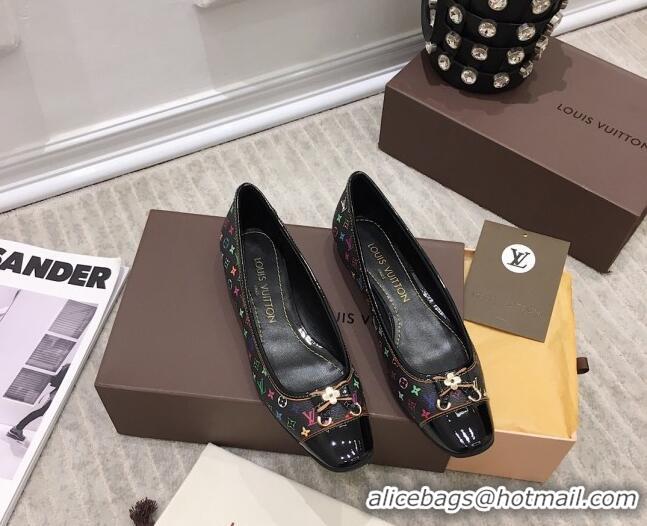 Most Popular Louis Vuitton Colored Monogram Canvas Loafers with Bow 033186 Black 2021