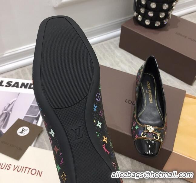 Most Popular Louis Vuitton Colored Monogram Canvas Loafers with Bow 033186 Black 2021