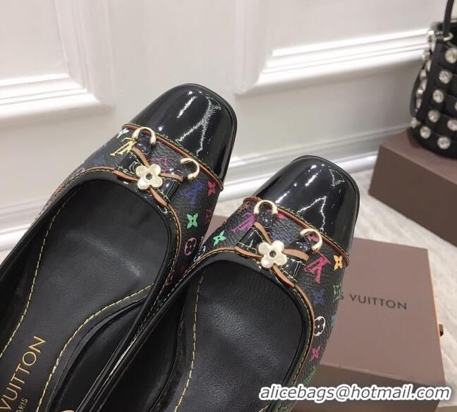 Most Popular Louis Vuitton Colored Monogram Canvas Loafers with Bow 033186 Black 2021