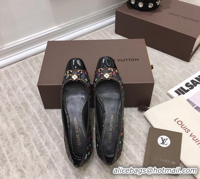 Most Popular Louis Vuitton Colored Monogram Canvas Loafers with Bow 033186 Black 2021