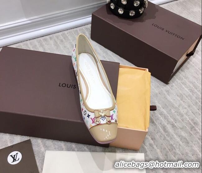 Refined Louis Vuitton Colored Monogram Canvas Loafers with Bow 033186 White 2021