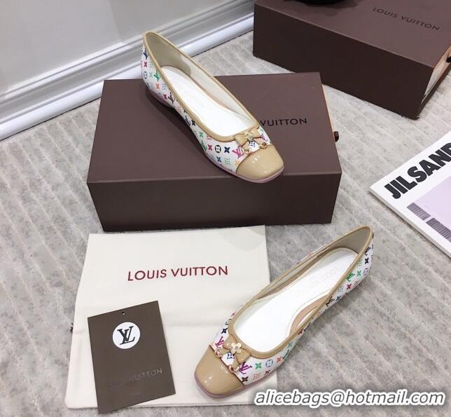 Refined Louis Vuitton Colored Monogram Canvas Loafers with Bow 033186 White 2021