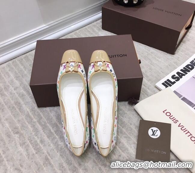 Refined Louis Vuitton Colored Monogram Canvas Loafers with Bow 033186 White 2021