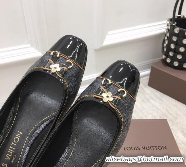 Best Grade Louis Vuitton Colored Damier Canvas Loafers with Bow 033188 Black 2021