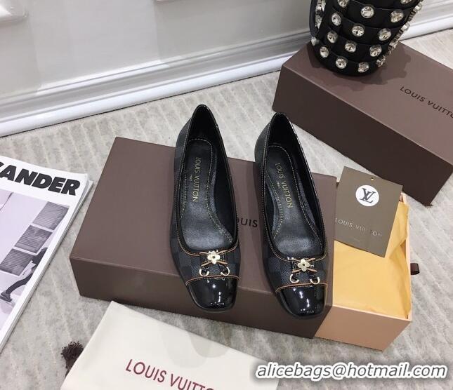 Best Grade Louis Vuitton Colored Damier Canvas Loafers with Bow 033188 Black 2021