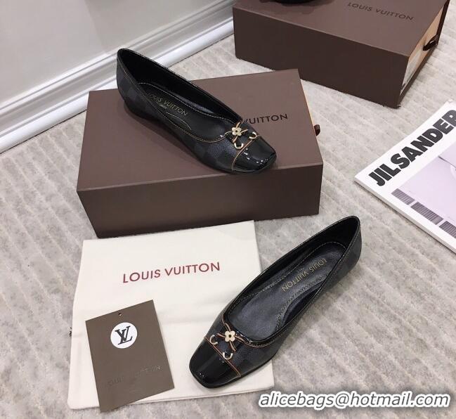 Best Grade Louis Vuitton Colored Damier Canvas Loafers with Bow 033188 Black 2021