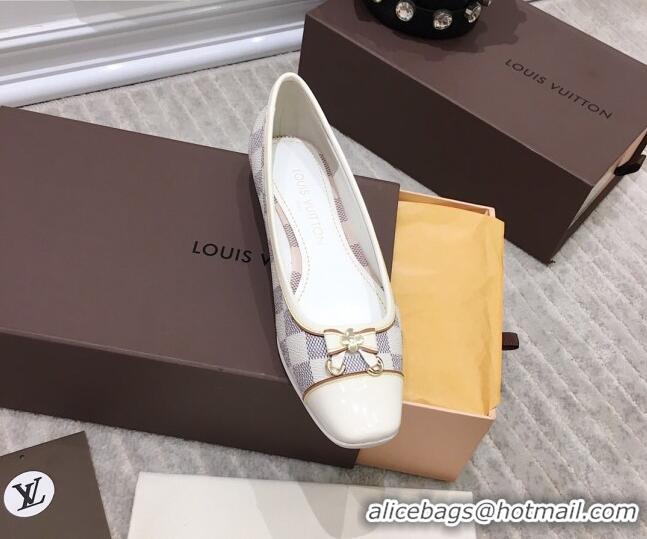 Louis Vuitton Colored Damier Canvas Loafers with Bow 033189 White 2021