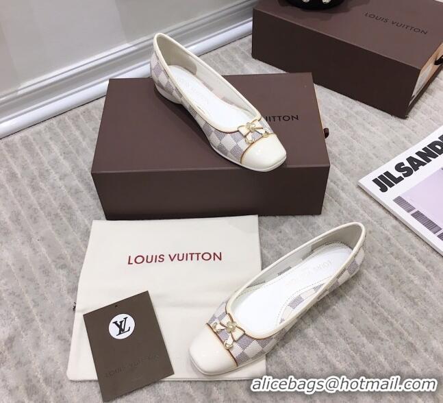 Louis Vuitton Colored Damier Canvas Loafers with Bow 033189 White 2021