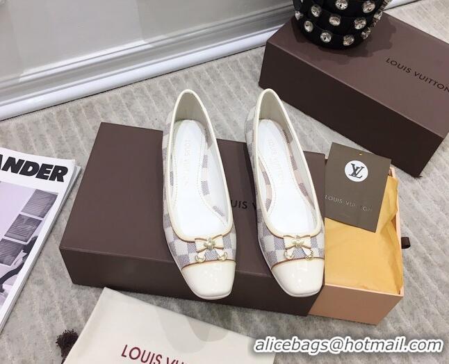 Louis Vuitton Colored Damier Canvas Loafers with Bow 033189 White 2021