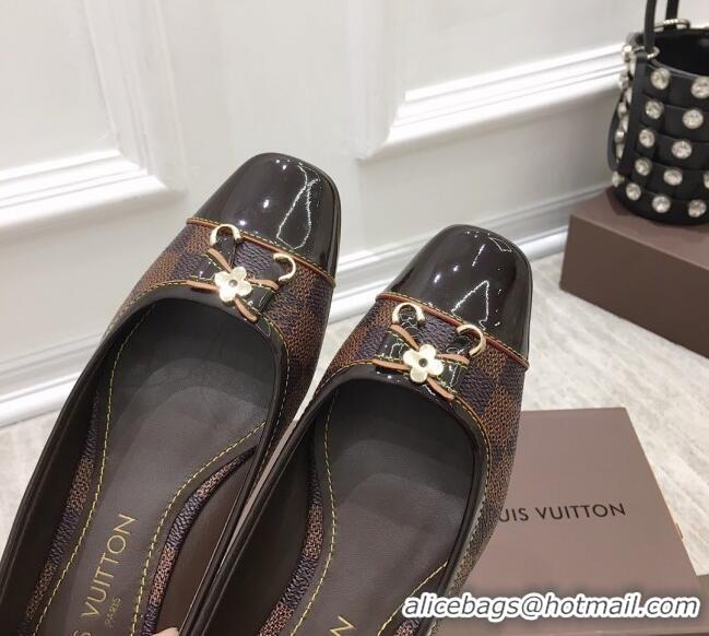 Low Price Louis Vuitton Colored Damier Canvas Loafers with Bow 033190 Brown 2021