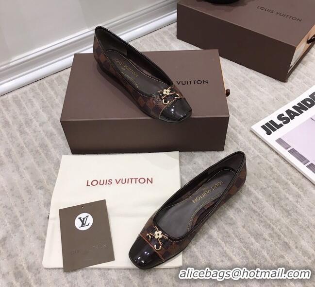 Low Price Louis Vuitton Colored Damier Canvas Loafers with Bow 033190 Brown 2021